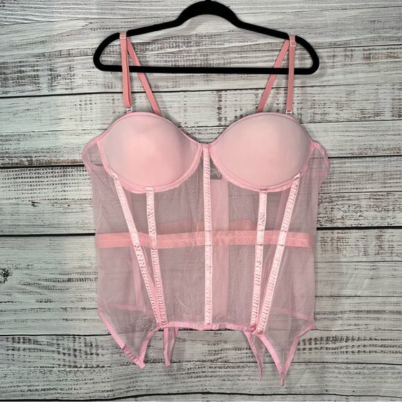 Daisy Corsets Plus Size 5X Lavish Pink Mesh Underwire Bustier Corset Pink - Picture 2 of 15